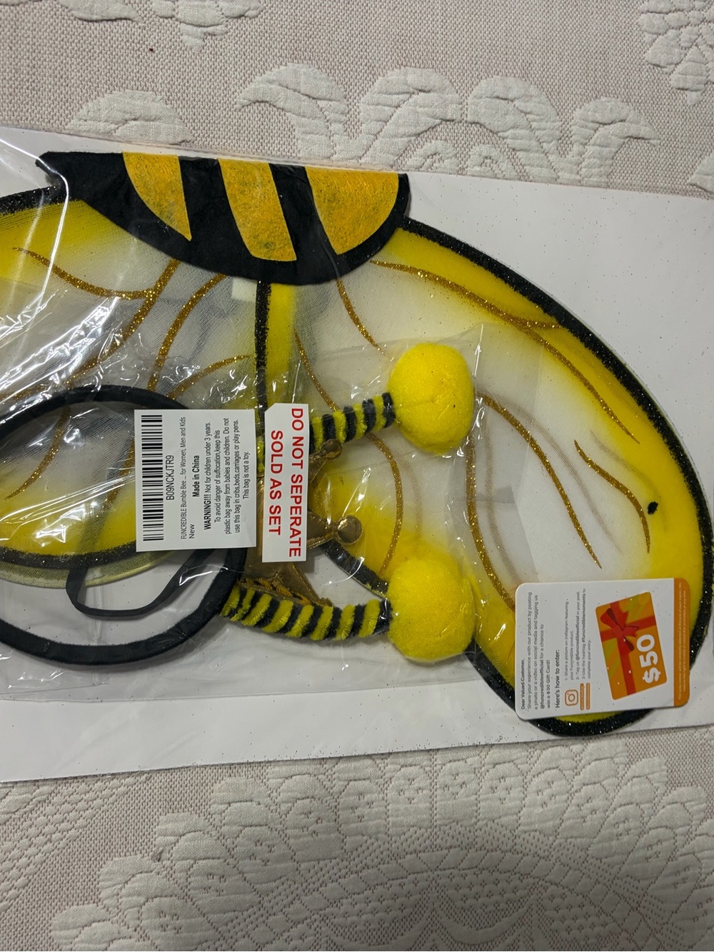 Adult Queen Bee costume accessories. Wear a black shirt & leggings- Voila! NWT